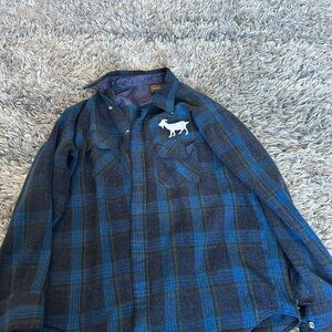 Navy and Blue Plaid Men's Dress Shirt
